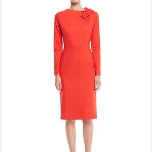 - Womens Black Label Escada Demina Long Sleeve Bow Front Jersey Sheath Dre…